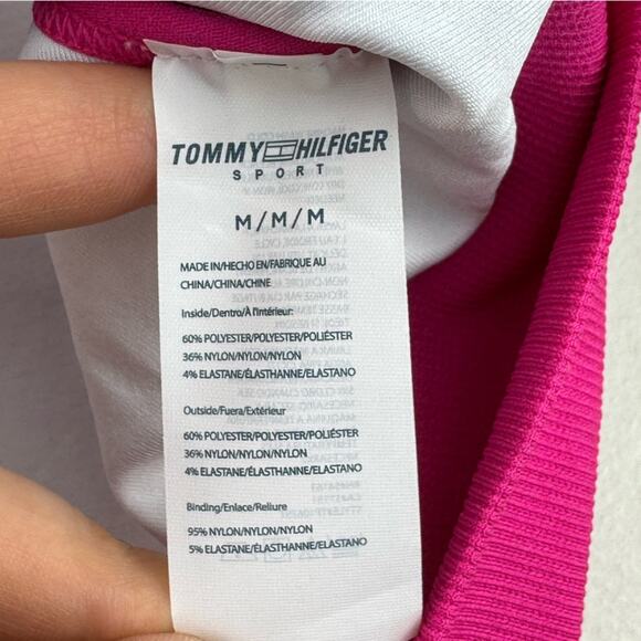 Tommy Hilfiger Sport Pink/Blue/White Sports Bra Racerback Size Medium Low Impact - Picture 5 of 6